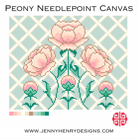 Preorder: Peonies 13 Mesh Needlepoint Canvas