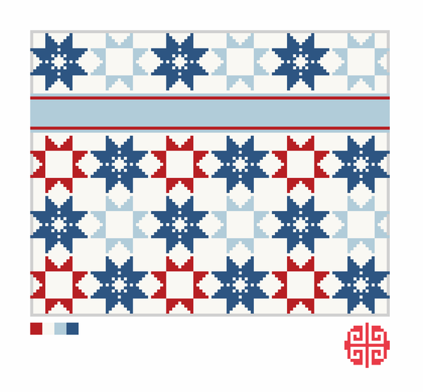 Needlepoint Digital Chart: Americana Patchwork Clutch 9" x 7" on 13 mesh