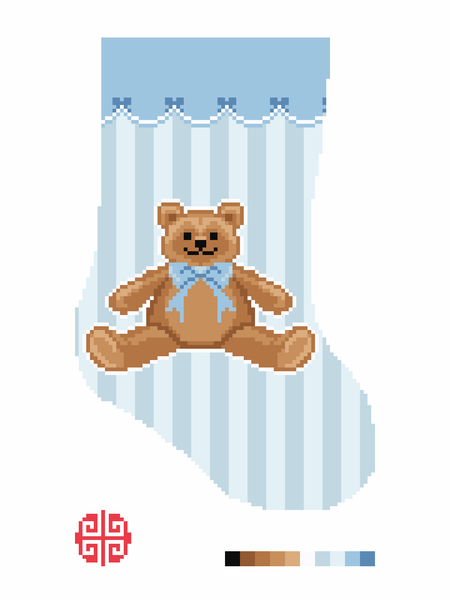 New Arrival: Blue Teddy Bow Mini Stocking 18 Mesh Needlepoint Canvas