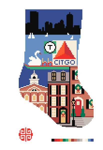 Preorder: Boston Mini Stocking Needlepoint Canvas 18 mesh