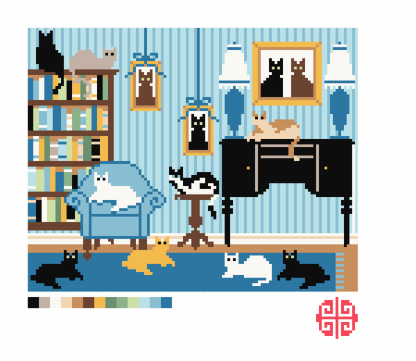 Preorder: Cat Lover In Blue, 7" x 9" on 13 mesh