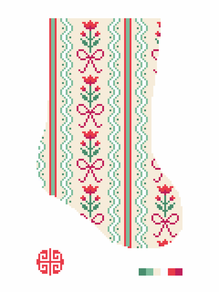 Preorder: Christmas Floral Mini Stocking 18 Mesh Needlepoint Canvas