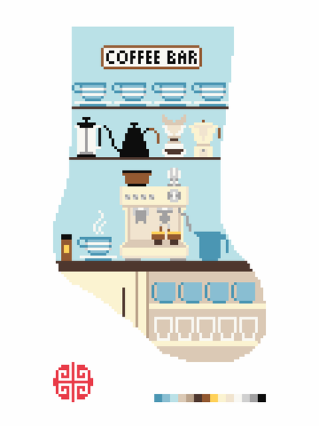 Preorder: Coffee Lover Mini Stocking 18 Mesh Needlepoint Canvas