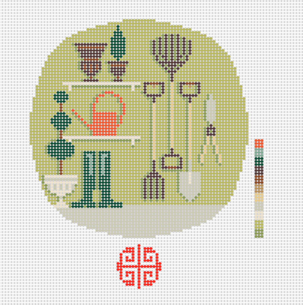 The Gardener's Round Needlepoint Canvas