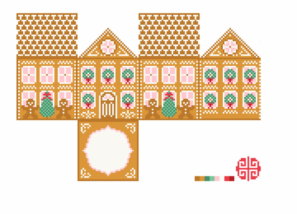 The Little Shop Series: Gingerbread House 3D Mini Ornament Canvas 18 mesh