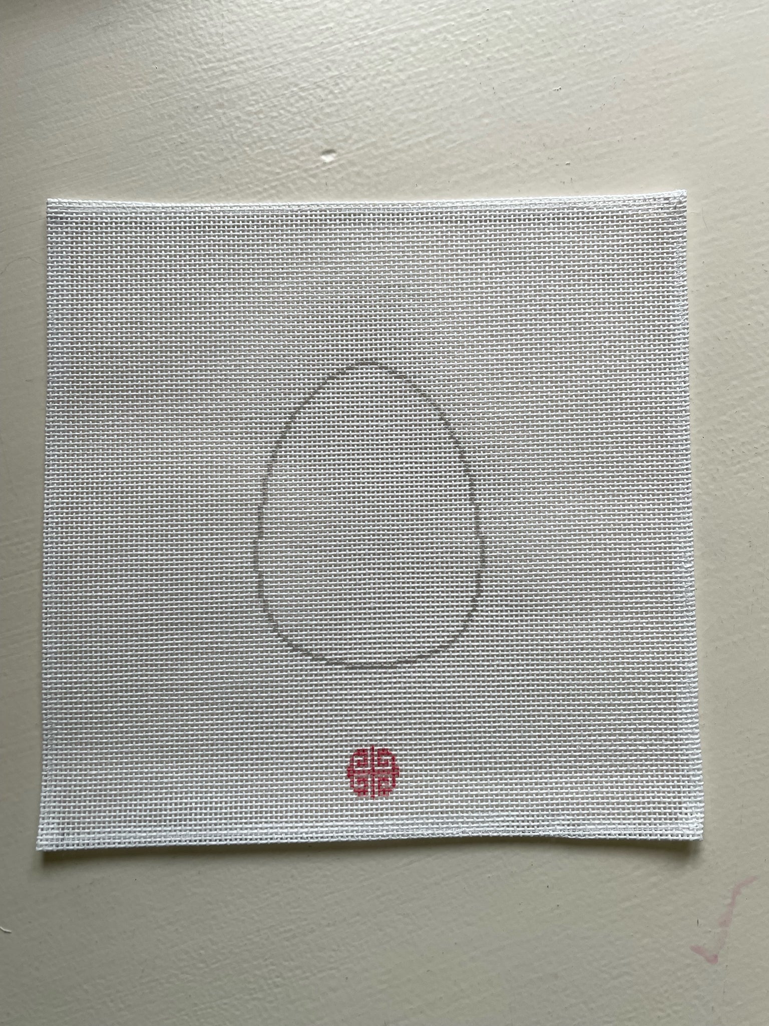 Paint Your Own Needlepoint Egg Canvas: Egg Silhouette printed onto 18 mesh.