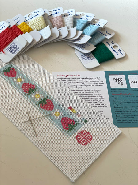Strawberry Bookmark Needlepoint Kit 18 mesh