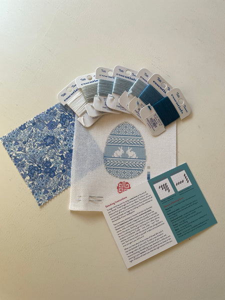 Bunnies Egg Needlepoint Kit 4" Round 18 mesh