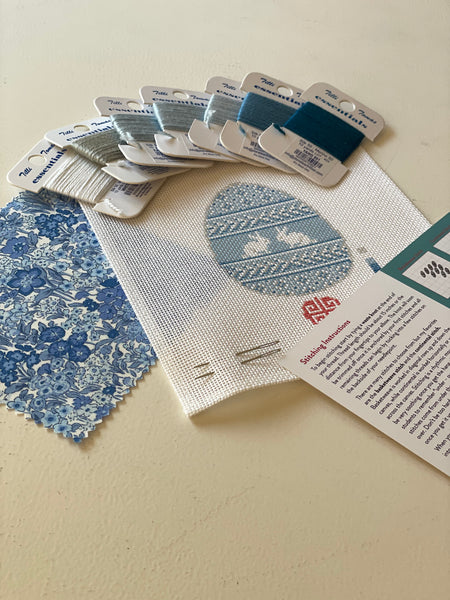 Bunnies Egg Needlepoint Kit 4" Round 18 mesh