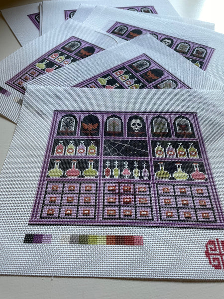 New Arrival: The Little Shop Series Spooky Apothecary 13 Mesh Needlepoint Canvas