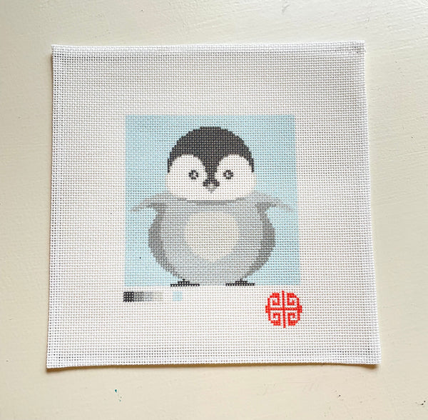 The Mindfulness Collection: Penguin Needlepoint Canvas 4" x 4" on 18 mesh