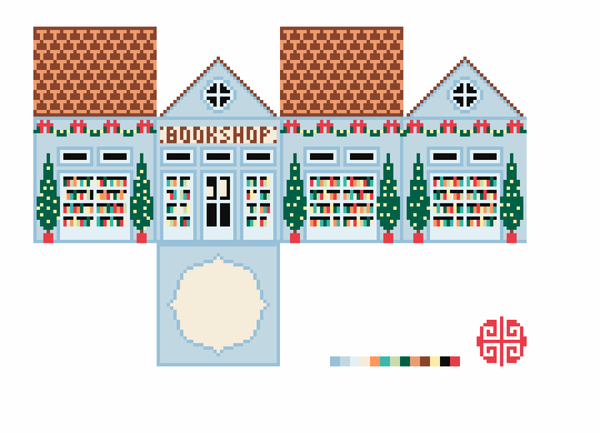 The Little Shop Series: Holiday Bookshop 3D Mini Ornament Canvas 18 mesh