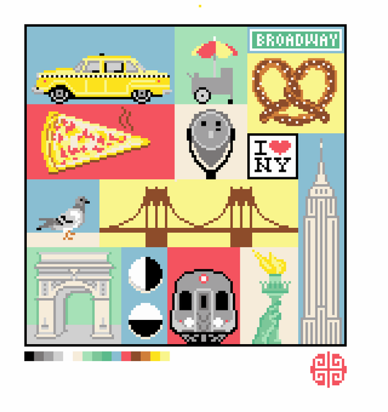Preorder: New York City Patchwork 10" x 10" on 13 mesh