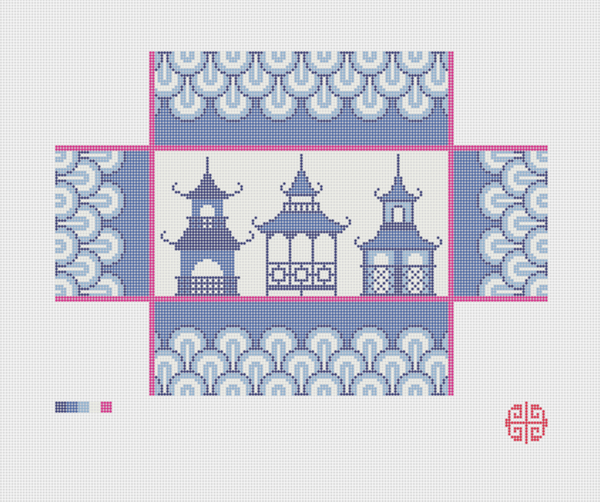 Pagodas Needlepoint Brick Cover Canvas