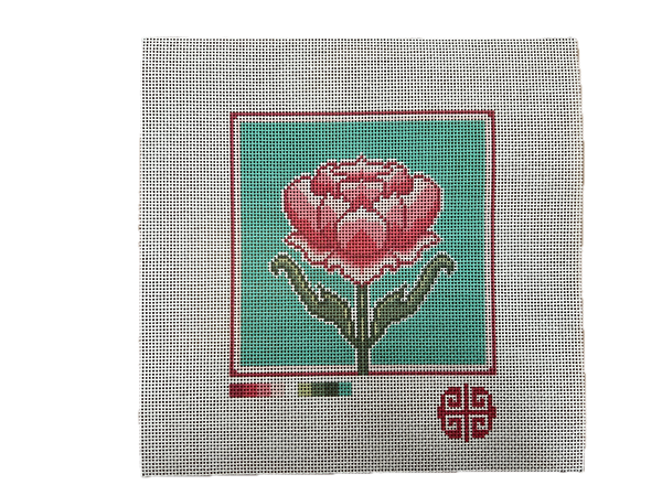 Mindfulness Collection: Small Peony Needlepoint Canvas