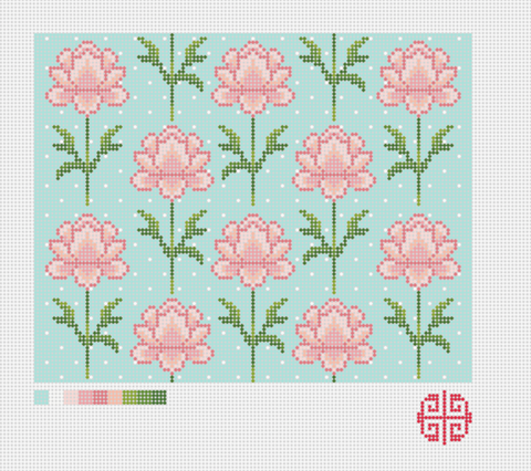 Spring Peonies Clutch 13 Mesh Needlepoint Canvas