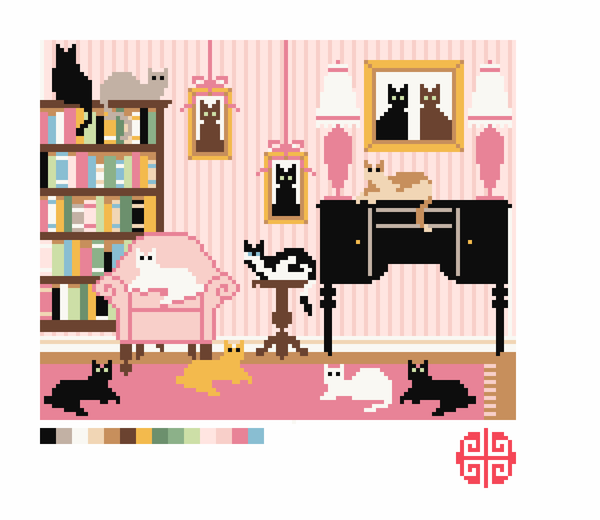 Preorder: Cat Lover In Pink, 7" x 9" on 13 mesh