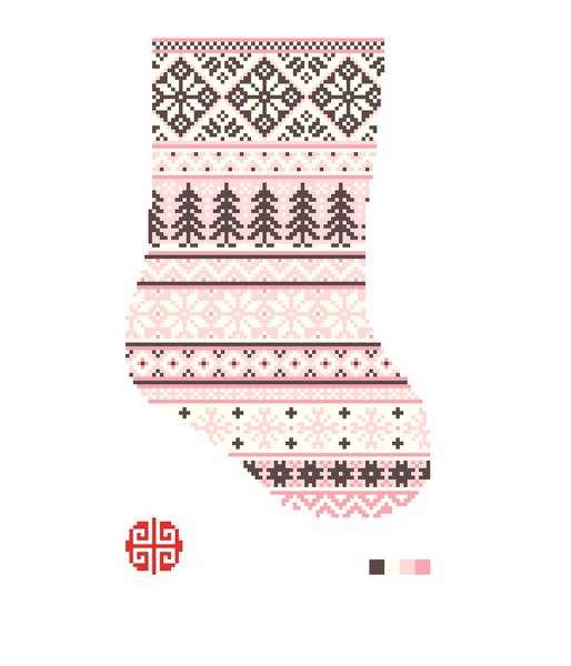 Pink Fairisle Mini Stocking Needlepoint Canvas 18 mesh