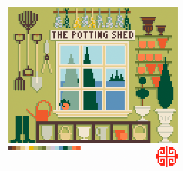 Clutch or Dresser Tray Canvas: The Potting Shed 13 Mesh Needlepoint Canvas