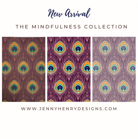 The Mindfulness Collection: Plum Peacock Feathers Needlepoint Canvas