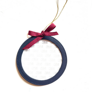 Self Finishing 5" Leather Ornament Round in Navy