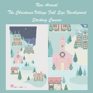 The Mindfulness Collection: The Christmas Village Full Size Needlepoint Stocking Canvas