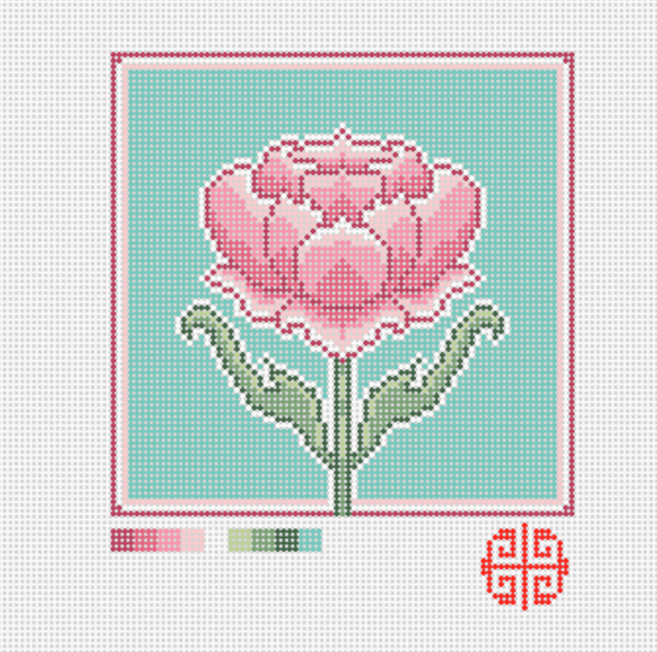 Mindfulness Collection: Small Peony Needlepoint Canvas