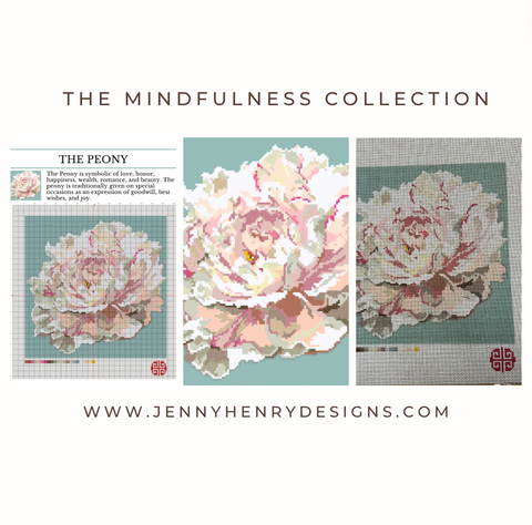 The Mindfulness Collection: The Peony  Needlepoint Canvas