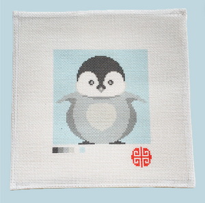 Penguin Needlepoint Canvas 4" x 4" on 18 mesh