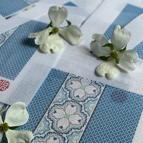 Clearance: Blue Dogwood 13 Mesh Needlepoint Canvas