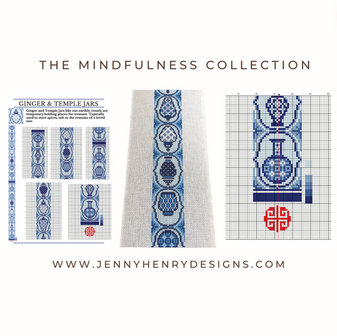 The Mindfulness Collection: Ginger Jar Crossbody Strap Needlepoint Canvas