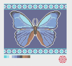 Needlepoint Digital Chart Download: Blue Morpho Clutch
