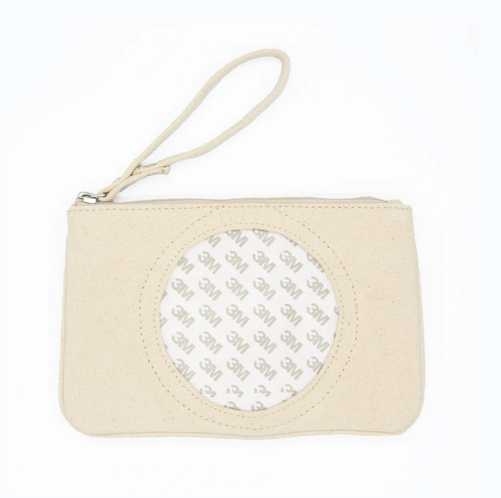 Self Finishing Canvas Clutch with Wristband in color: Natural