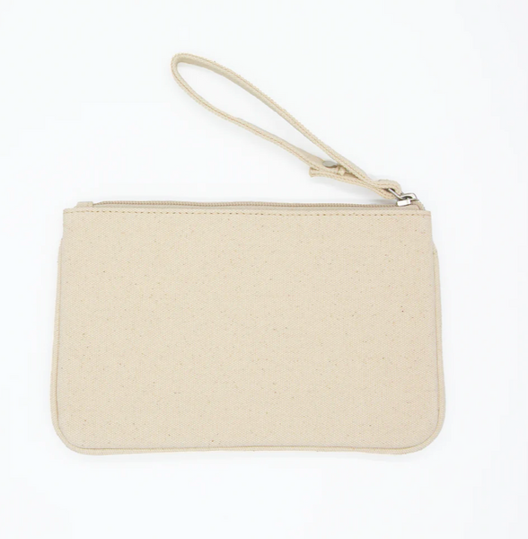 Self Finishing Canvas Clutch with Wristband in color: Natural