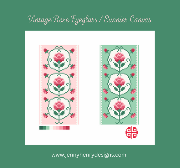 Eyeglass/ Sunnies Canvas - Vintage Rose 13 Mesh Needlepoint Canvas