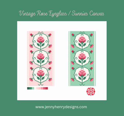 Preorder: Eyeglass/ Sunnies Canvas - Vintage Rose 13 Mesh Needlepoint Canvas