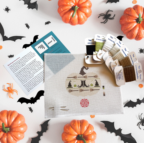 Witch Pumpkin 18 mesh Needlepoint Kit