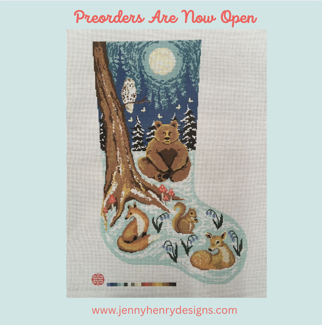 Preorder: The Woodland Full Size Needlepoint Stocking Canvas