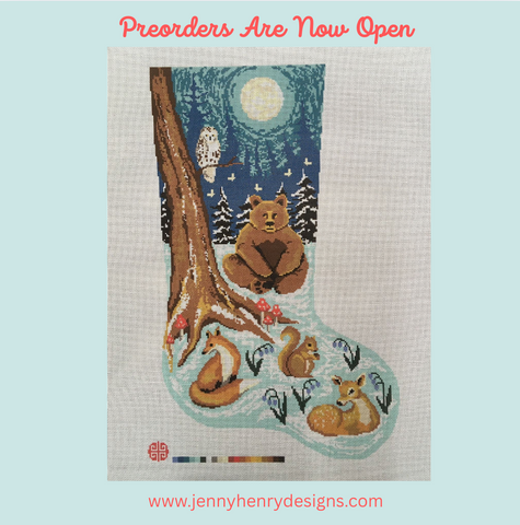 Preorder: The Woodland Full Size Needlepoint Stocking Canvas