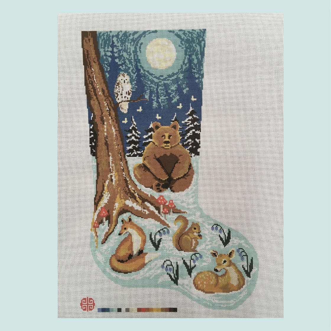 Holiday 2025: The Woodland Full Size Needlepoint Stocking Canvas