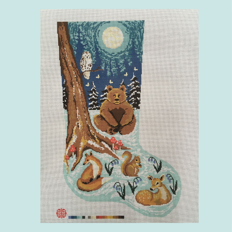 Holiday 2025: The Woodland Full Size Needlepoint Stocking Canvas