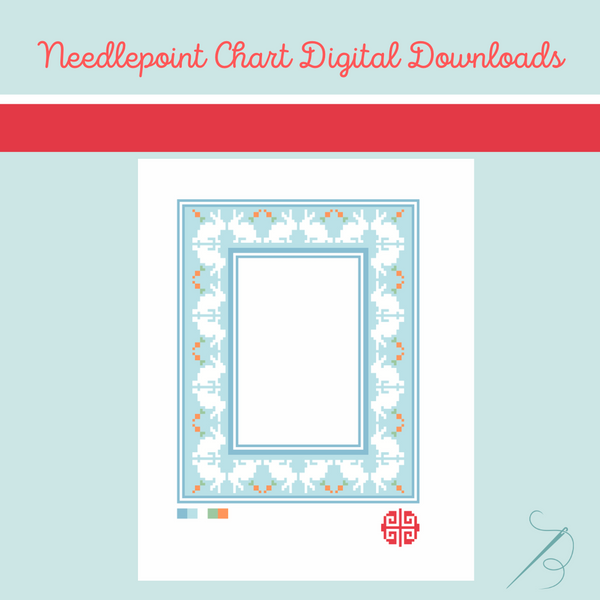 Needlepoint Chart Digital Download: Bunnies Frame