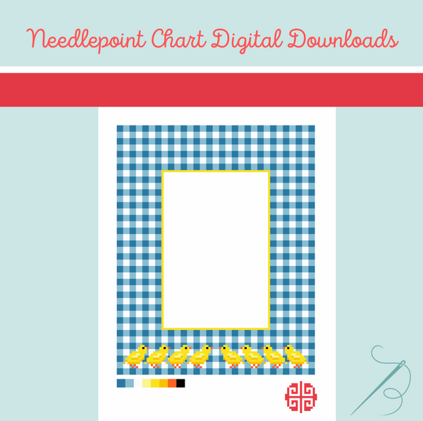Needlepoint Chart Digital Download: Easter Chicks Frame