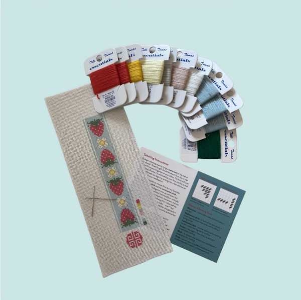 Strawberry Bookmark Needlepoint Kit 18 mesh