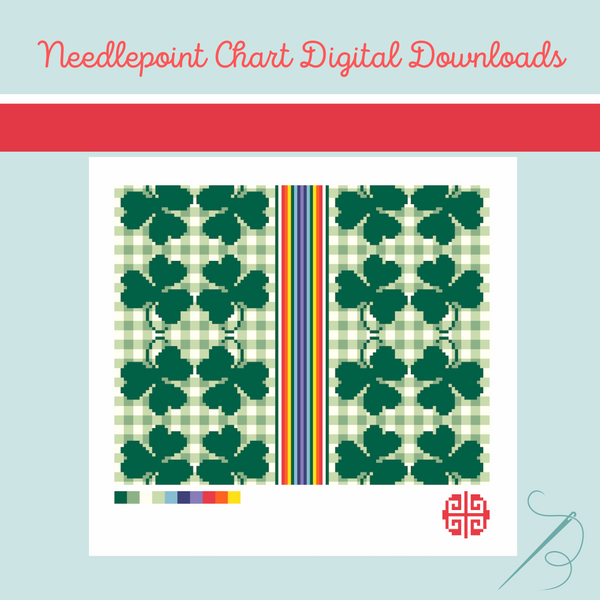 Needlepoint Chart Digital Download: Shamrock Needlepoint Clutch/ Tray