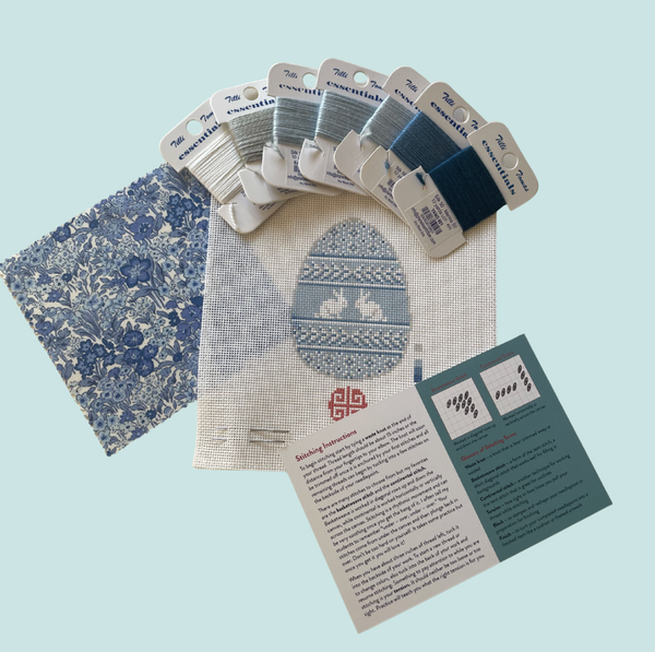 Bunnies Egg Needlepoint Kit 4" Round 18 mesh