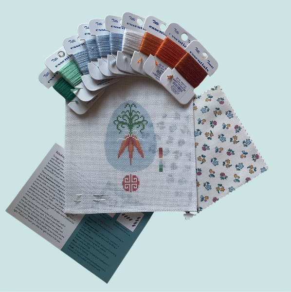 Carrots Egg Needlepoint Kit 4" Round 18 mesh