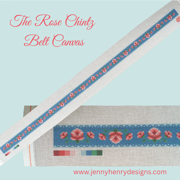 The Rose Chintz Needlepoint Belt Canvas
