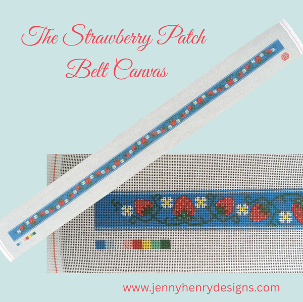 The Strawberry Patch Needlepoint Belt Canvas