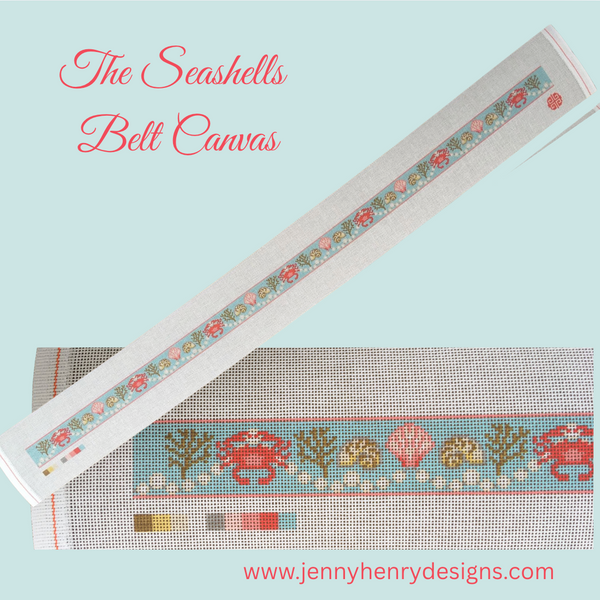 The Seashells Needlepoint Belt Canvas